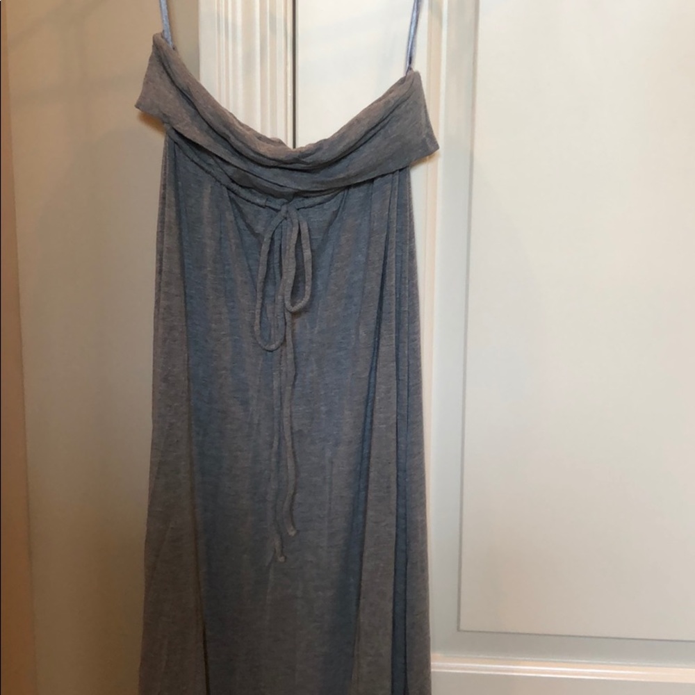 Grey strapless maxi dress